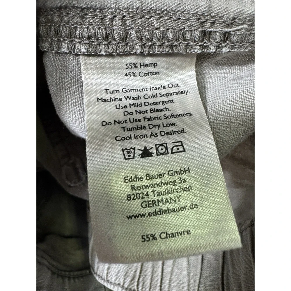 Eddie Bauer Mens 2XL Hemp Blend Drawstring Pants Gray Straight Leg Outdoor Chino